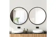 Embellir 2 Wall Mirror Makeup 90cm Home Decor Framed Round Black