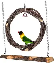 HAPINARY Parrot Swing Toy Wooden Bird Swing for Cockatiel Parakeet Coordination Development Random Style