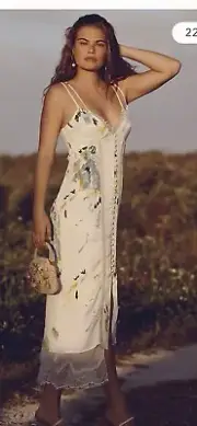 NWT Anthropologie size 4 button front midi slip dress lined