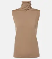 [The Row] The Row Ikatu wool jersey turtleneck top AU 14 beige