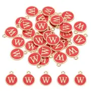 Letter Charm, 30 Pcs Capital Initial Alphabet W Letter Charm for Bracelet, Red