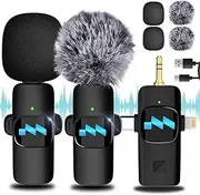 Wireless Microphone Lapel Micrphone Clip on Mic, Mini Microphone for iPhone Microphone for Samsung iPad Android Pc, Camera, Omni Lav Mic for Video Recording, Tiktok, YouTube, Vlog