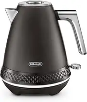 De'Longhi Diadema Kettle KBV2401.BK, Elegant Style Electric Kettle with Removable Anti-Scale Filter, 360° Swivel Base, Cord Storage, Soft Opening Lid, 1.7 Liters, 3000W, Onyx Black