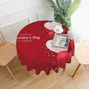 Valentine's Day Tablecloth Round Table Cloth 60 Inch Waterproof Party Table Covers for Picnic Kitchen Outdoor