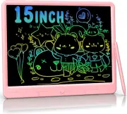 15" LCD Writing Tablet Colorful Drawing Pad for Kids & Adults, Erasable Pink