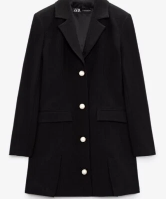 ZARA BLACK SHORT BLAZER /DRESS WIITH BIG PEARL BUTTON SIZE S