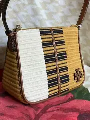 Tory Burch McGraw Woven Stripe Boxy Shoulder Bag/Chutney/Natural/ $398