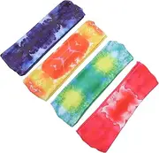 [CATIEBYE] 4pcs Sports Tie Dye Headband Bandeau Elastic Headband Headbands for Men Running Headband Gym Bandanas for Men Headband Running Hair Bands Yoga Mats Stretching Bands Polyester