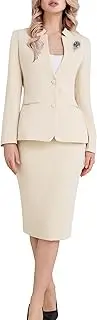 [Kelyaa] Women's 2 Piece Suit Skirt Set Business Office Work Blazer Jackets and Pencil Skirt with Slit