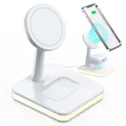 Catzon Magnetic 2-in-1 Wireless Charging Station 15W Fast Charge for iPhone 13/12 AirPods-White