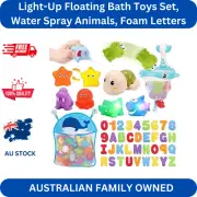 Light-Up Floating Bath Toys Set, Water Spray Animals, Foam Letters & Numbers, Ki