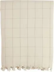 Mud Pie Stripe Check Blanket, Taupe, 60" x 60"