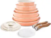 Nonstick Cookware Set - 13 PCS Stackable Pots and Pans Set Detachable Handle Cam