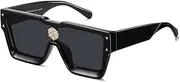 [LIXX] Retro Oversized Square Sunglasses Women Men Trendy Fashion Rectangle Luxury Metal Sun Glasses UV400