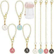 [GOMAKERER] 8 Pcs 4 Colors Enamel Alloy Letter Cup Charms, Letter A Cup Chain Personalized Cup Handle Identification Charms for Tumblers Water Bottle Decoration, Enamel + Alloy