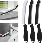 TQRR 3Pcs Hard Bristle Crevice Cleaning Brush - Multifunctional Gap Cleaning Brush, Cleaning Tools for Household Use, Home, Kitchen, Bathroom, Window, Vehicle, Faucets, Toilet, Grout (3, Black)