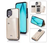 Case for Huawei P40 Lite, Leather Wallet Case With Card Pockets Back Flip Shockproof Cover Case-Gold