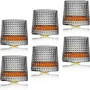 Sthrucrack Whisky Glasses Rotating Decompression Old Fashioned Set of 2 Glasses for Bourbon Scotch Rum (6 Pack Checked 180ml)