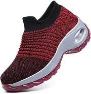 [K&T] Womens Cushion Walking Shoes Sock Sneakers Tennis Shoes Mesh Slip On Loafers Lightweight Fashion Nursing Girls Wedge Platform Dance Shoes