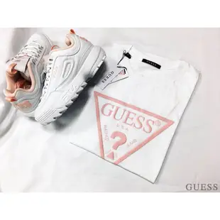 GUESS LOGO TEE 短T 短袖 白 粉紅 條紋 倒三角 問號 韓國 百搭 經典 NI2K6425 IMPACT