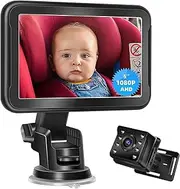 GOSEN Baby Car Mirror 1080P, Baby Car Camera Monitor with 5" AHD Display Night Vision Function, Back Seat Safety Car Seat Mirror with Wide Crystal Clear View for Children Infants Kids Toddlers