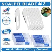 10x Carbon Scalpel Blades# 21 Stainless Steel Sterile Disposable Surgical Blades