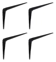 NATIONAL HARDWARE 8" x10 " INCH SHELF BRACKETS BLACK METAL 100LB LOAD- 4 PACK
