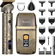 Scttomon T-Blade Hair Trimmers & Electric Shavers for Men Foil Shaver Beard Trimmer Men's Grooming Kit with Triple Blades Cordless