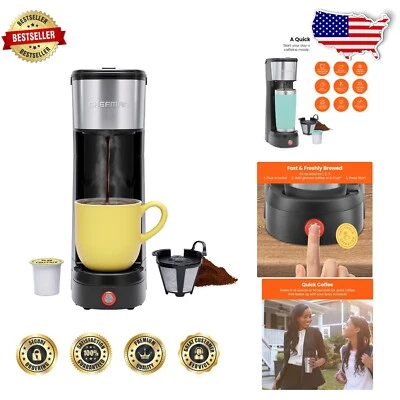 Portable Single Serve Coffee Maker for K-Cup & Ground Coffee - Fast & Efficient
