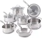 T-Fal Stainless Steel Cookware Set 11 Piece Induction Oven Broiler Safe 500F Pot
