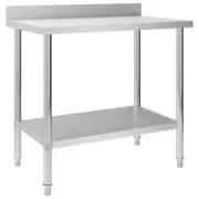 Kitchen Work Table with Backsplash - Stainless Steel
