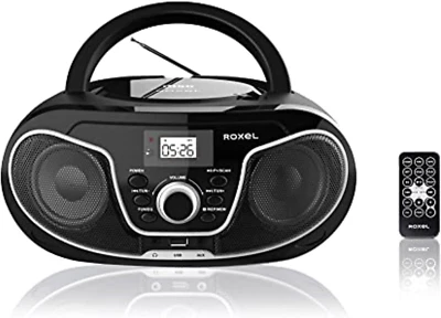 RCD-S70BT Portable Boombox CD Player with Remote Control, FM Radio, USB MP3 P...