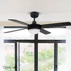 52'' Ceiling Fan w/Light w/Remote Timer - Black 70W 3-colour LED 4 blades Remote