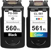 SanSeCai Remanufactured for Canon Ink Cartridges 560XL and 561XL PG-560XL CL-561XL Replacement Ink for Canon Pixma TS5350 TS5351 TS5352 TS5353 Printers Muti Pack 1 Black 1 Color