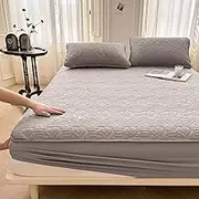 Waterproof Fitted Sheet Luxury Cotton Soft Bedding Breathable Washable Bed Sheets Bed Mattress Protector Warm Elastic Bed Linen Bedspread for Twin/Full/Queen/King Size-Gray||180x200cm/(70.8"x78.7")