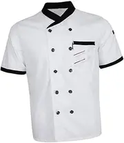 [Hellery] Premium Unisex Chef Coat - Lightweight and Stylish Kitchen Uniform - Short Sleeves - Multiple Colors - Size M
