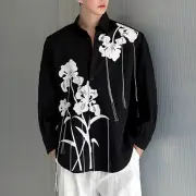 INCERUN Mens Floral Print Fringe Long-Sleeve Shirt Fashion Button Lapel Top for Male Loose Fit S-5XL