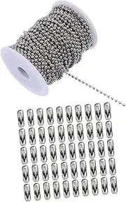 [OSALADI] 1Set Stainless Steel Ball Chain with Connectors Extension Chain for Ceiling Fan Pulls Light Fixtures DIY Jewelry Making Durable Resistant