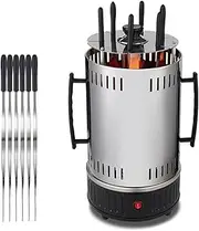Electrical Grill, Vertical Rotisserie Grill Comes with 12 BBQ skewers and 6 Removable Oil Pans, 360° Heating, Single Switch Control, for Kebabs, Skewers and Fish Roasts
