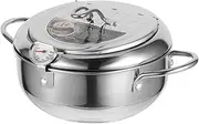 GLEAVI 1pc Non Stick Frying Pan Japanese Style Mini Deep Fryer Portable Cooking Pot with Drainer Rack for Tempura and Fried Foods and Safe for Household Use