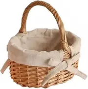 Amagogo Small Wicker Basket Empty Gift Basket, Versatile Wicker Picnic Basket Bread Basket for Harvesting Wedding Garden Decoration