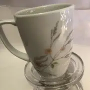 Corelle Vitrelle CHERISH White COFFEE CUP Mug Embossed Floral