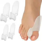 SIRLOMU Pack of 4 Gel Toe Separators, Silicone Bunion Toe Separators, Toe Separators for Hammer Toes, Overlapping Toes, Relieve Friction, Pressure and Pain (Bunion and Lower Bunion)