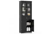 Giantex Tall Bathroom Storage Cabinet Freestanding Pantry Cabinet Space Saver Black