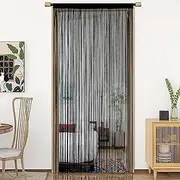 HSYLYM Spaghetti String Curtains for Doorways Privacy Door Frame Tassel Hippy Wall Kitchen Hallway Boho Fringe Curtain Hanging Door Room Dividers Decor 1 Panel（39×79in/100×200cm,Black）