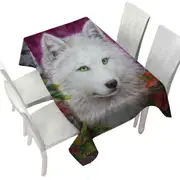 Art Painting Autumn White Lady Wolf Tablecloth