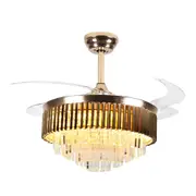 Windora Leontis 42" Gold Crystal Chandelier DC Ceiling Fan w/ 3CCT LED Remote