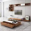 北歐現代簡約電視櫃茶幾組合套裝獨特伸縮客廳背景柜墻家具小戶型