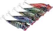 ifundom 5PCS Large Mouth Fishing Lures Artificial Baits for Freshwater Saltwater Bright Colors for Increased Surface Strikes Durable Fishing Supplies