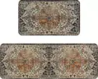 Boho Kitchen Mats Set of 2, Bohemia Kitchen Rug Decor Non-Slip Machine Washable